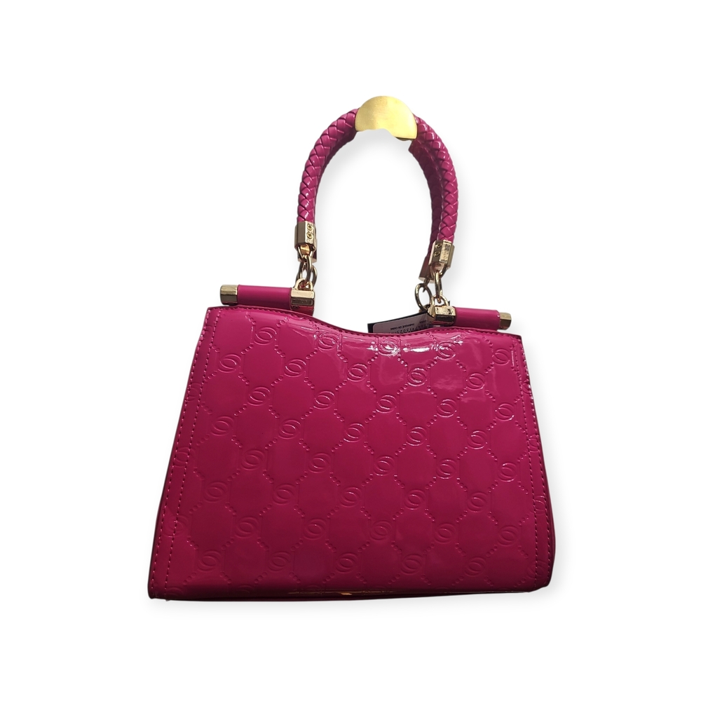 New Bebe Dana Patent leather Fuchsia Pink Satchel/ Crossbody Bag - Picture 4 of 13